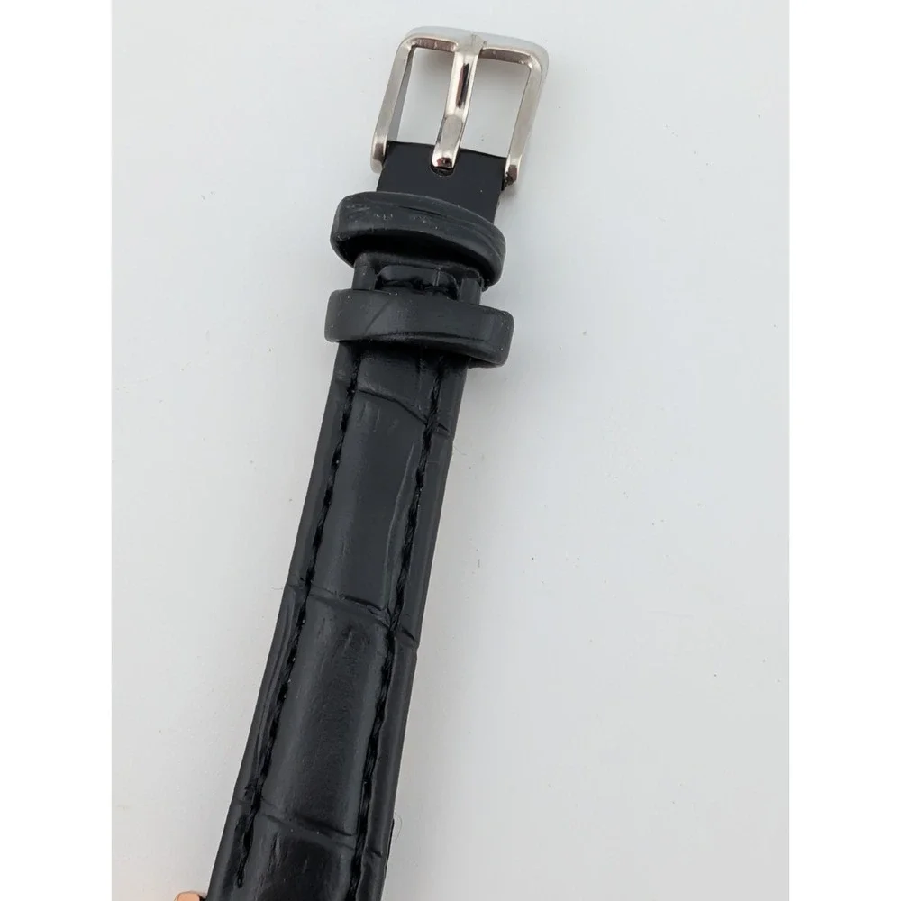 Bres Watch Women 28mm Rose Gold Case Black Leather Band- New‎ Battery